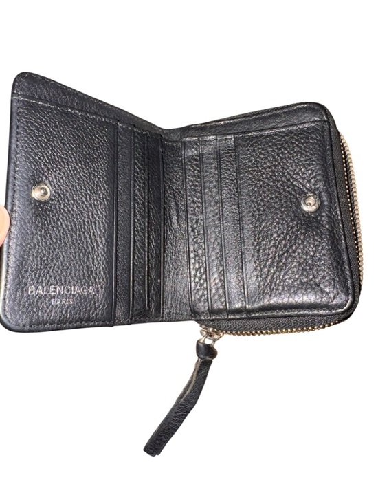 Balenciaga Black Leather Zip Wallet